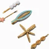 Claire's Barrettes Et Pinces-Épingles à cheveux et barrettes étoile de mer variées couleur dorée - Lot de 5