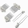 Claire's Barrettes Et Pinces-Épingles à cheveux et peignes en perle d'imitation couleur argentée - Lot de 5