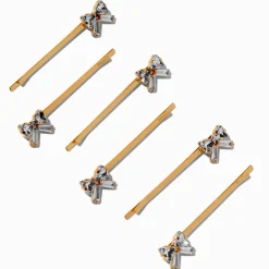 Claire's Barrettes Et Pinces-Épingles à cheveux nœuds en zircon cubique couleur dorée - Lot de 6