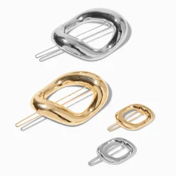 Claire's Barrettes Et Pinces-Épingles à cheveux ovales métalliques en métaux mixtes - Lot de 4