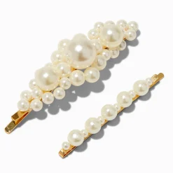 Claire's Barrettes Et Pinces-Épingles à cheveux perles d'imitation couleur ivoire - Lot de 2