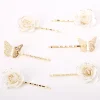 Claire's Barrettes Et Pinces-Épingles plates à fleurs et papillons couleur dorée - Blanc, lot de 6