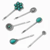 Claire's Barrettes Et Pinces-Épingles plates western en turquoise d'imitation cowgirl - Lot de 6