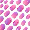 Claire's Ongles-Pink & Purple Gemstone Stiletto Press On Vegan Faux Nail Set - 24 Pack