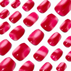 Claire's Ongles-Pink & Red Tie Dye Coffin Press On Vegan Faux Nail Set - 24 Pack