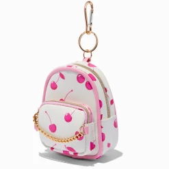 Claire's Porte-clés-Pink Cherry White Mini Backpack Keyring