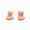 Claire's Clous D'oreilles-Pink Fuzzy Cat Stud Earrings