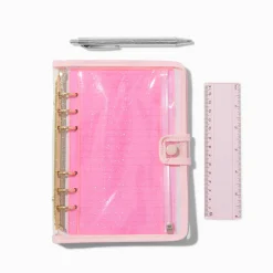 Claire's Cahiers Et Journaux Intimes-Pink Glitter Clear Spiral Notebook Set