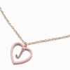Claire's Colliers-Pink Heart Initial Pendant Necklace - J