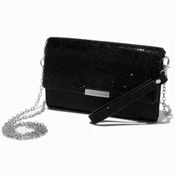 Claire's Sacs À Bandoulière|Pochettes-Pochette poignet à bandoulière noire bling-bling