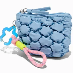 Claire's Porte-monnaies-Pochette poignet en nylon bombée bleue