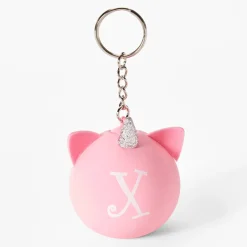 Claire's Jouets Fidget|Porte-clés-Porte-clés balle anti-stress licorne à initiale - Rose, X
