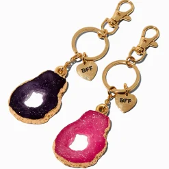 Claire's Porte-clés-Porte-clés best friends quartz rose et violet - Lot de 2