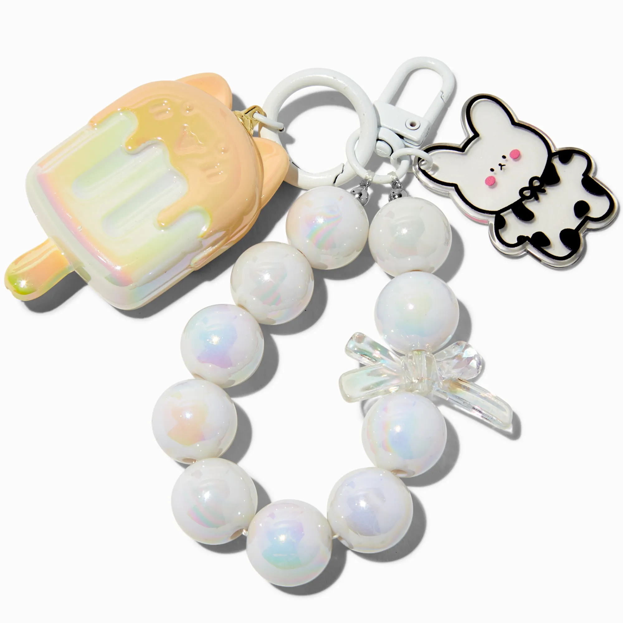 Claire's Porte-clés-Porte-clés bracelet glace à l'eau chat perle d'imitation