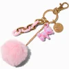 Claire's Porte-clés-Porte-clés à breloque nounours couleur chromée pompon rose