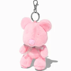 Claire's Porte-clés-Porte-clés en peluche nounours rose