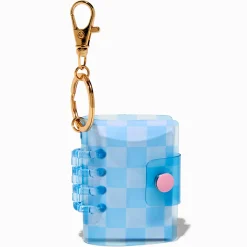 Claire's Porte-clés|Cahiers Et Journaux Intimes-Porte-clés mini journal à carreaux bleu