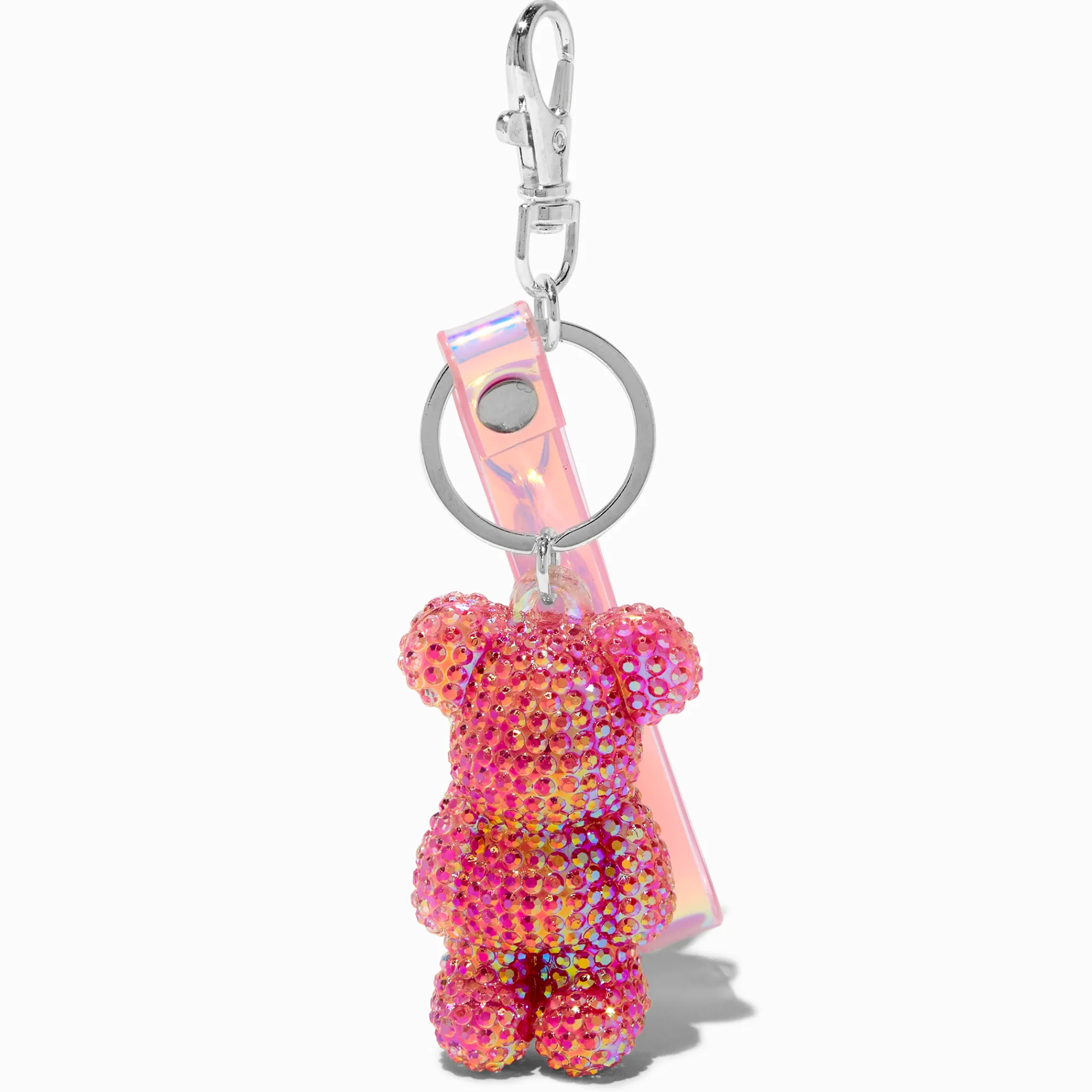 Claire's Porte-clés-Porte-clés ours bling-bling rose