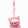 Claire's Porte-clés-Porte-clés à paillettes rempli d’eau ours visage d'ours rose