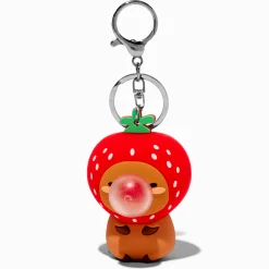 Claire's Porte-clés-Porte-clés à presser capybara fraise