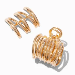 Claire's Barrettes Et Pinces-Porte-clés queue de cheval en métal couleur dorée - Lot de 2