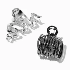 Claire's Barrettes Et Pinces-Porte-clés queue de cheval en métal couleur argentée - Lot de 2