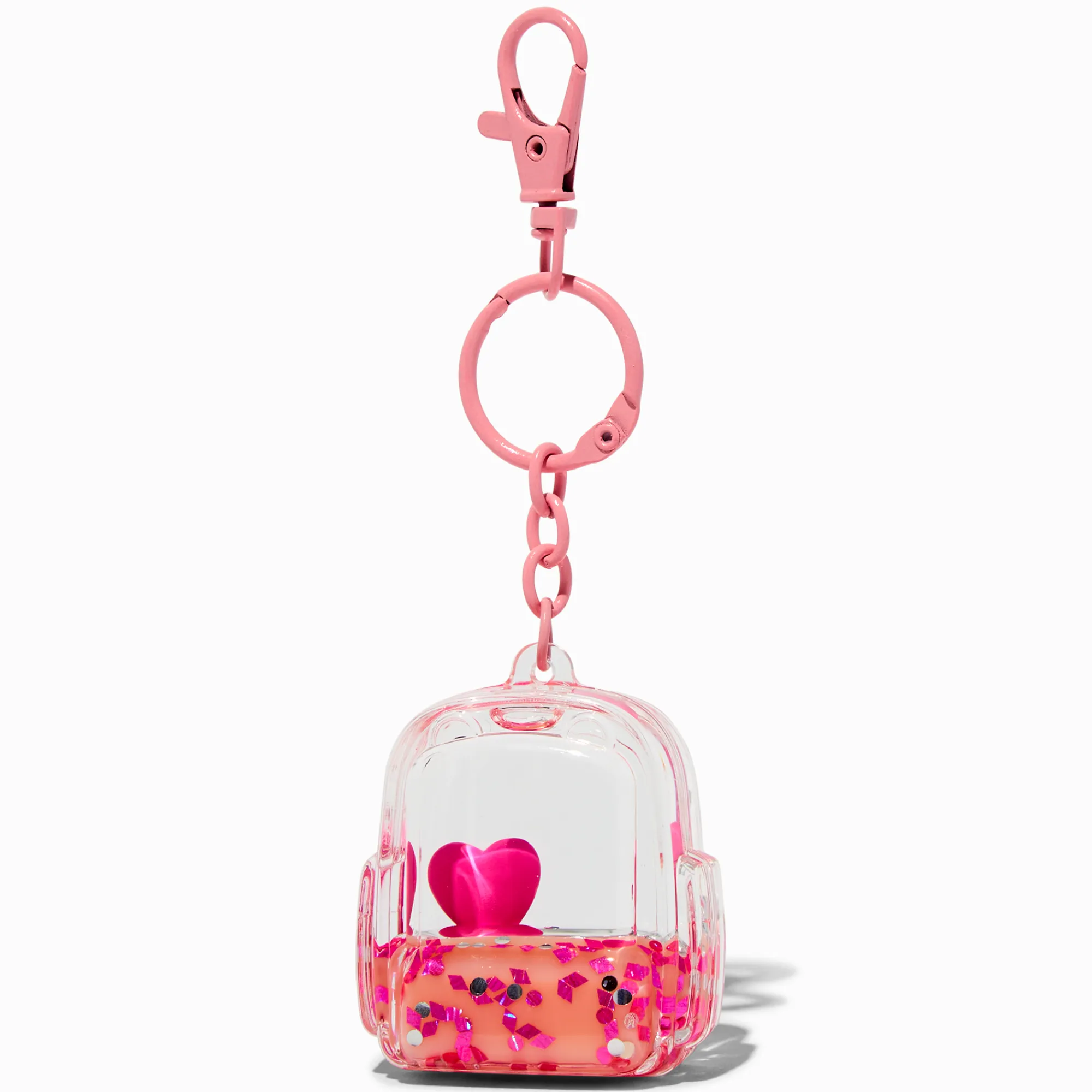 Claire's Porte-clés-Porte-clés rempli d’eau sac à dos rose