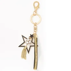Claire's Porte-clés-Porte-clés étoile et pompon - Noir