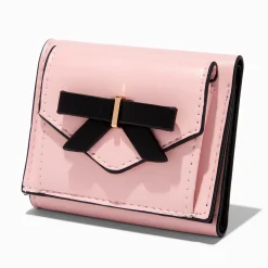 Claire's Portefeuilles-Portefeuille à trois volets style coquette avec nœud rose