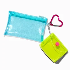 Claire's Porte-monnaies-Porte-monnaies transparents bleu sarcelle et vert - Lot de 2