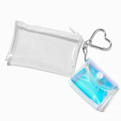 Claire's Porte-monnaies-Porte-monnaies transparents blanc et bleu sarcelle - Lot de 2