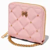 Claire's Portefeuilles-Porte-monnaie zippé rose effet matelassé moelleux à chaîne couleur dorée