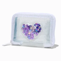 Claire's Portefeuilles-Porte-monnaie à zip sur tout le pourtour transparent cœur shaker