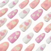 Claire's Ongles-Puffy Heart Long Almond Vegan Faux Nail Set - 24 Pack