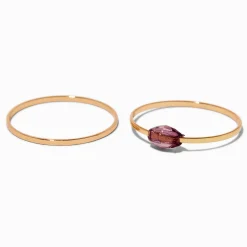 Claire's Bagues-Purple Beaded Gold-tone Ring Stack - 2 Pack