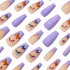 Claire's Ongles-Purple Butterfly French Tip Bling Squareletto Vegan Faux Nail Set - 24 Pack