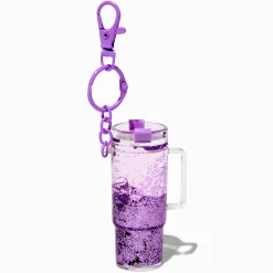 Claire's Porte-clés-Purple Tumbler Water-Filled Glitter Keychain