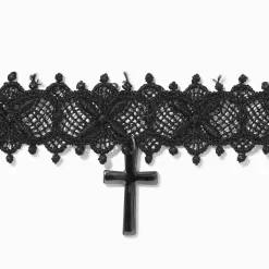 Claire's Colliers-Ras-de-cou dentelle croix noir