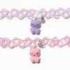 Claire's Clous D'oreilles|Colliers-Ras-de-cou effet tatouage avec chats pelucheux best friends - Lot de 2