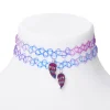 Claire's Colliers-Ras-de-cou effet tatouage best friends cœur violet et bleu - Lot de 2