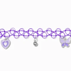 Claire's Colliers-Ras-de-cou effet tatouage breloque violet