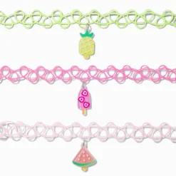 Claire's Colliers-Ras-de-cou effet tatouage breloques estivales Claire's Club - Lot de 3