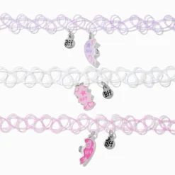 Claire's Colliers-Ras-de-cou effet tatouage cœur pastel best friends - Lot de 3