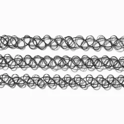 Claire's Colliers-Ras-de-cou effet tatouage noirs - Lot de 3