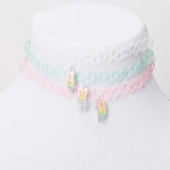 Claire's Colliers-Ras-de-cou effet tatouage phosphorescent cœur pastel best friends - Lot de 3