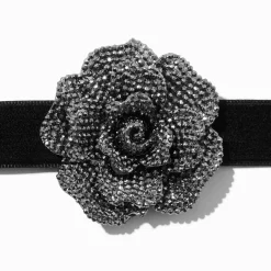 Claire's Colliers-Ras-de-cou en imitation velours noir rose clouté
