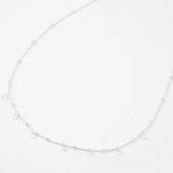 Claire's Clous D'oreilles|Colliers-Ras-de-cou perlé confetti en zircon cubique couleur argentée