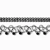 Claire's Colliers-Ras-de-cou perlés effet tatouage noir et strass noirs - Lot de 2