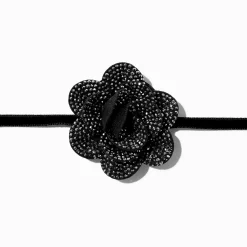 Claire's Colliers-Ras-de-cou rosette pavé noir