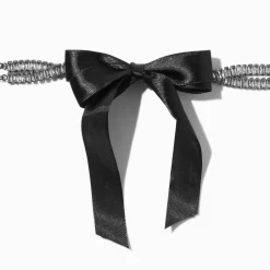 Claire's Colliers-Ras-de-cou strass baguette nœud ruban noir